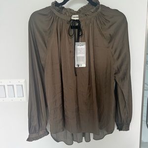NWT Zadig & Voltaire Theresa Satin Blouse- Ebene